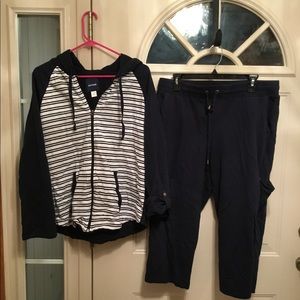 2pc jersey knit Capri jacket set